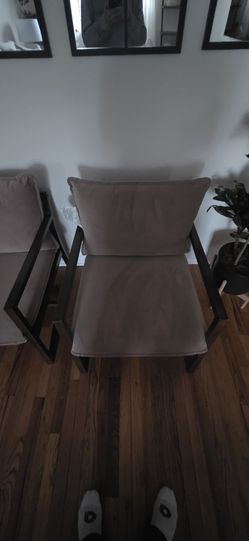 Tan Accent Chair with Wooden Frame