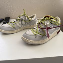 Nike Off-white Dunks Lot 08 Lot 50  White/grey Size 9.5