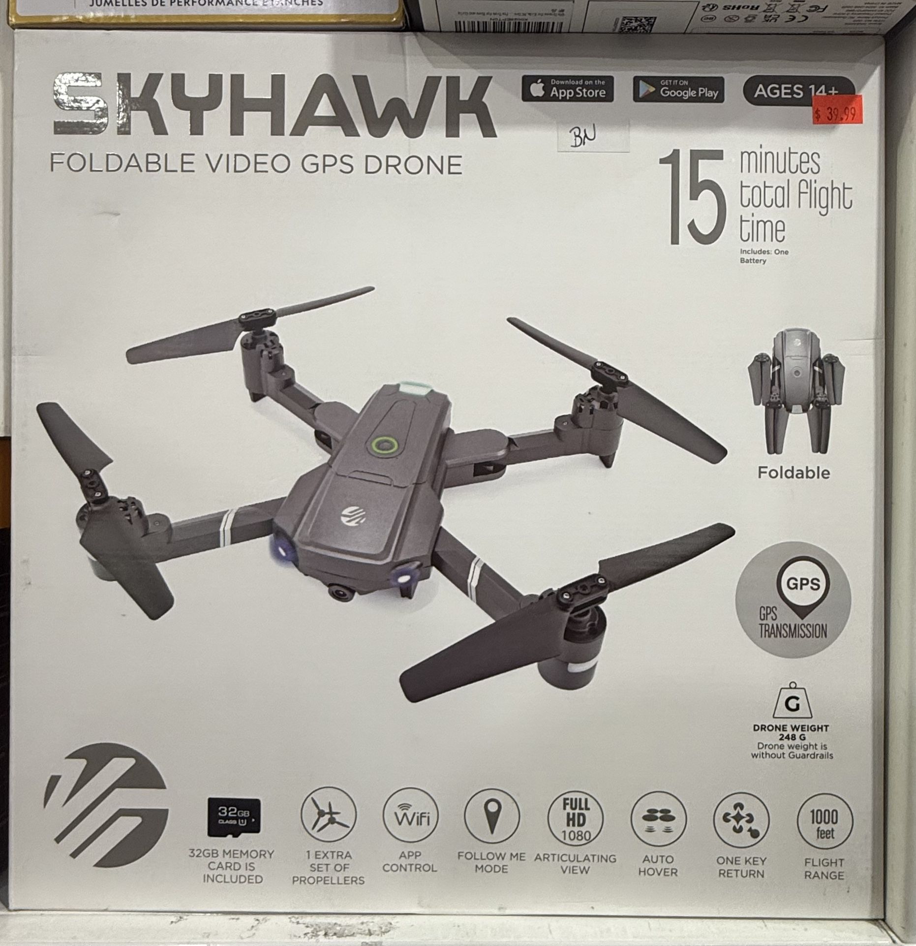 SKYHAWK FOLDABLE VIDEO GPS DRONE $39.99