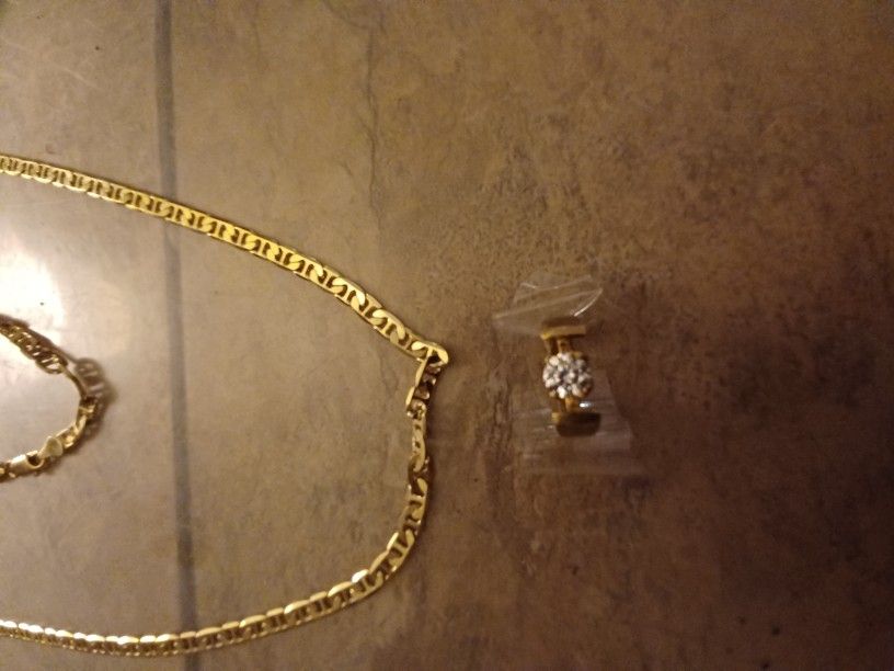 Gold Necklace and ring. Not Real Gold