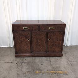 Dark Burl Wood Buffet with Brass Hardware