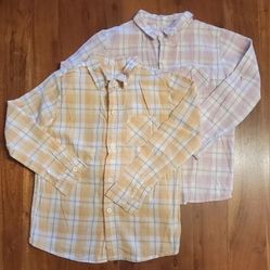 Two (2) Toddler Boys Girls Button Down Plaid Shirts