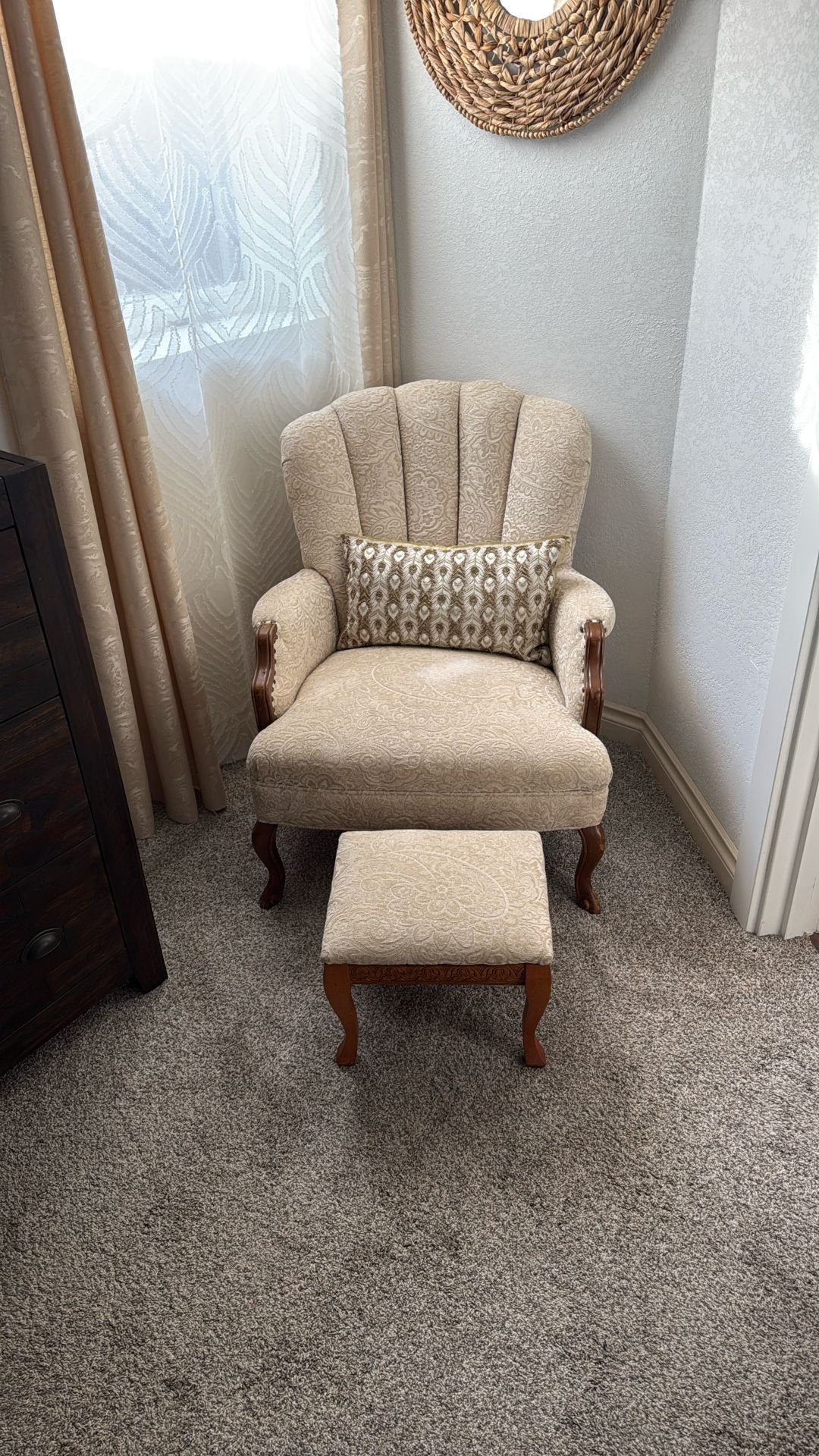 Vintage Cream Colored Seat with foot stool