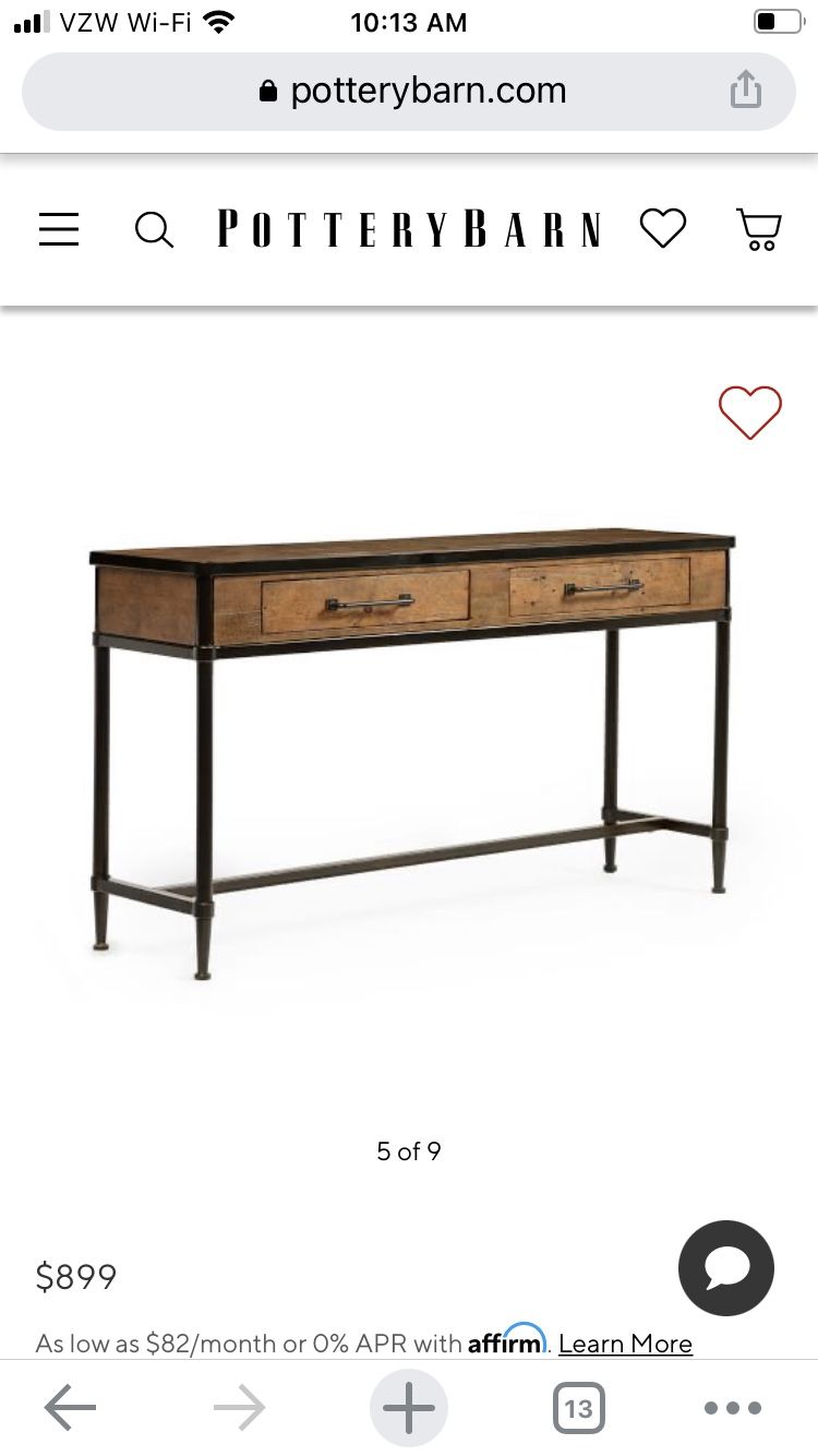 Pottery Barn Reclaimed Wood Console Table