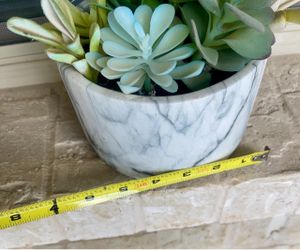 Faux Succulent Arrangement in Marble Pot
