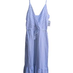 New Blue And White Linen Dress