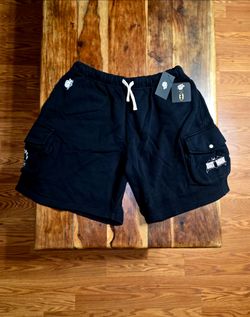 Darc Sport/Batman Cornell Black Cargo Sweat Shorts. Size Medium OS.