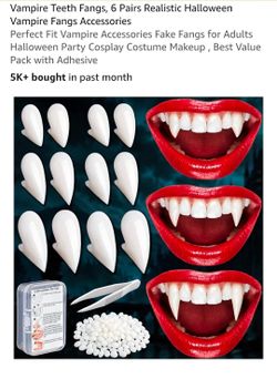 Vampire Fangs 6-Pair Halloween Costume Set