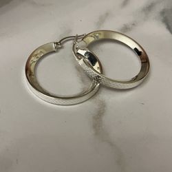 Sparkle Cut Hoop Earrings Silver .925