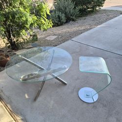 Modern GLASS Coffee Table & Waterfall Side Table 
