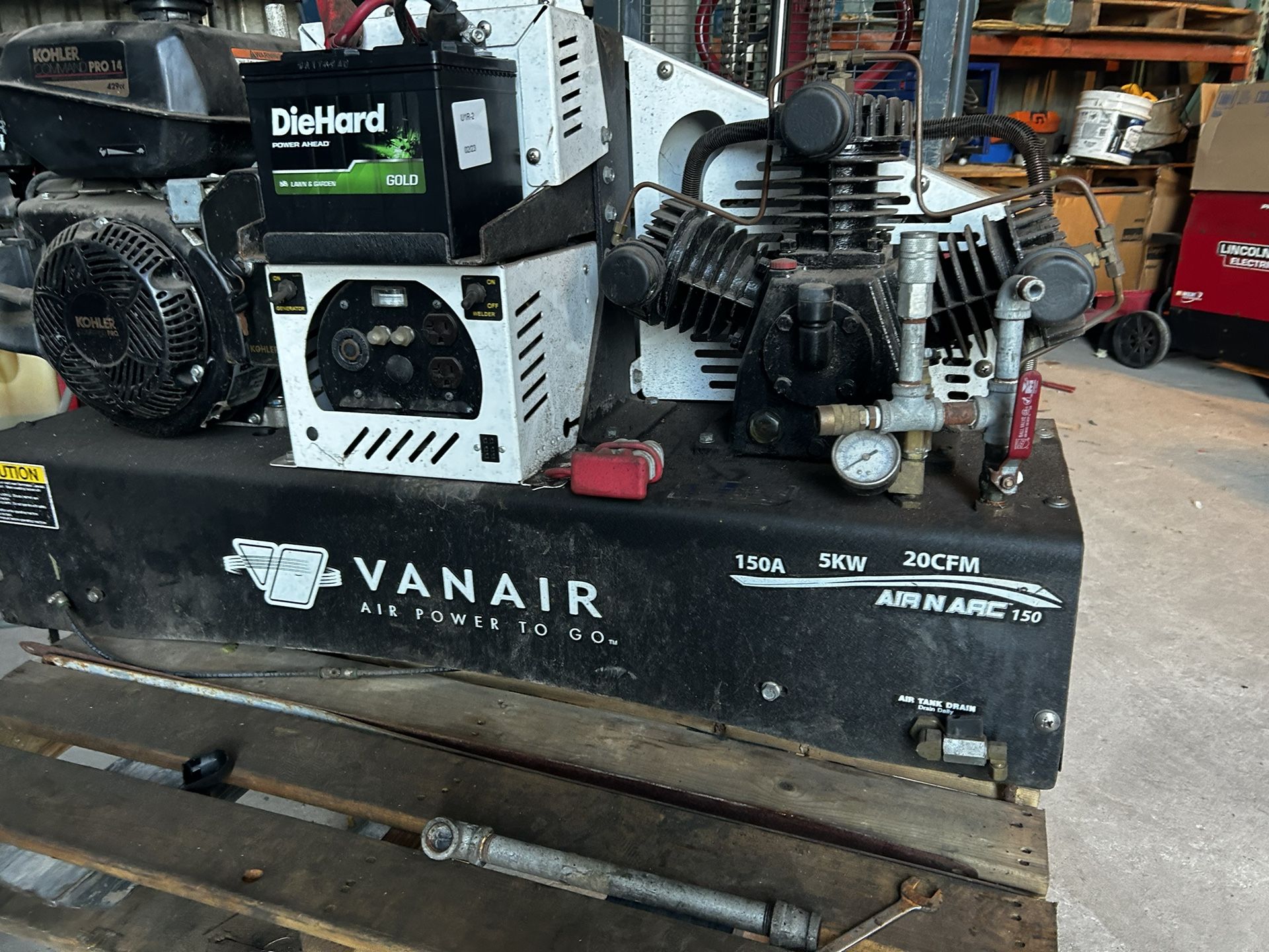 Vanair air n arc 150 compressor combo truck mount welder/generator/ air compressor