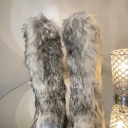 Grey Faux Fur Knee-Boots Sizes 7.5,8,8.5,9.5,10