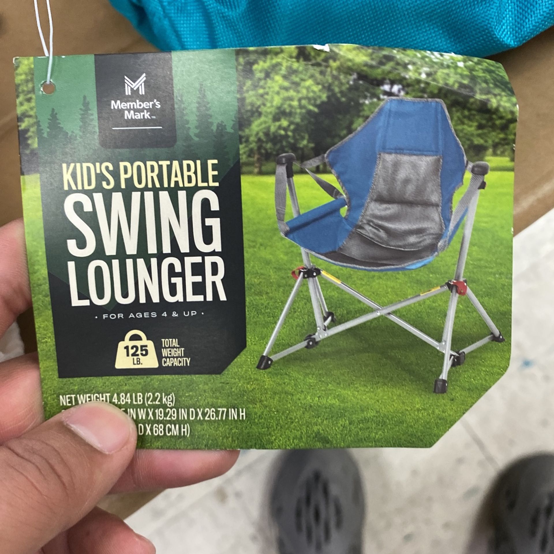 Kids Portable Swing Lounger Chair Members Mark