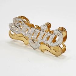 10K or 14K Gold Custom Personalized Double Name Plate Pendant With or Without Chain