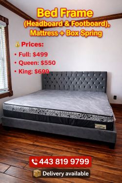 🚚 Mattress + Box Spring + Frame Available Today -  Delivery 🚚 Today