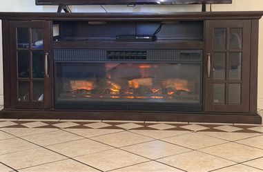 Espresso Fire place / tv stand