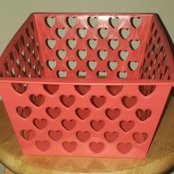 Red Heart Design Rectangle Plastic Storage Bin/Container
