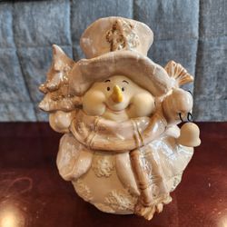 VINTAGE Snowman Cookie Jar  Christmas Holiday Decor Gift 9.5" Tall