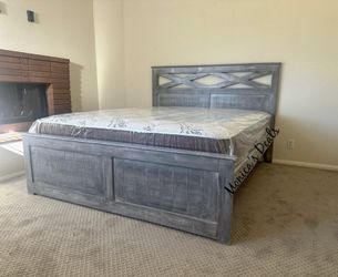 Cal King or King Solid Wood Bed With Mattress $700