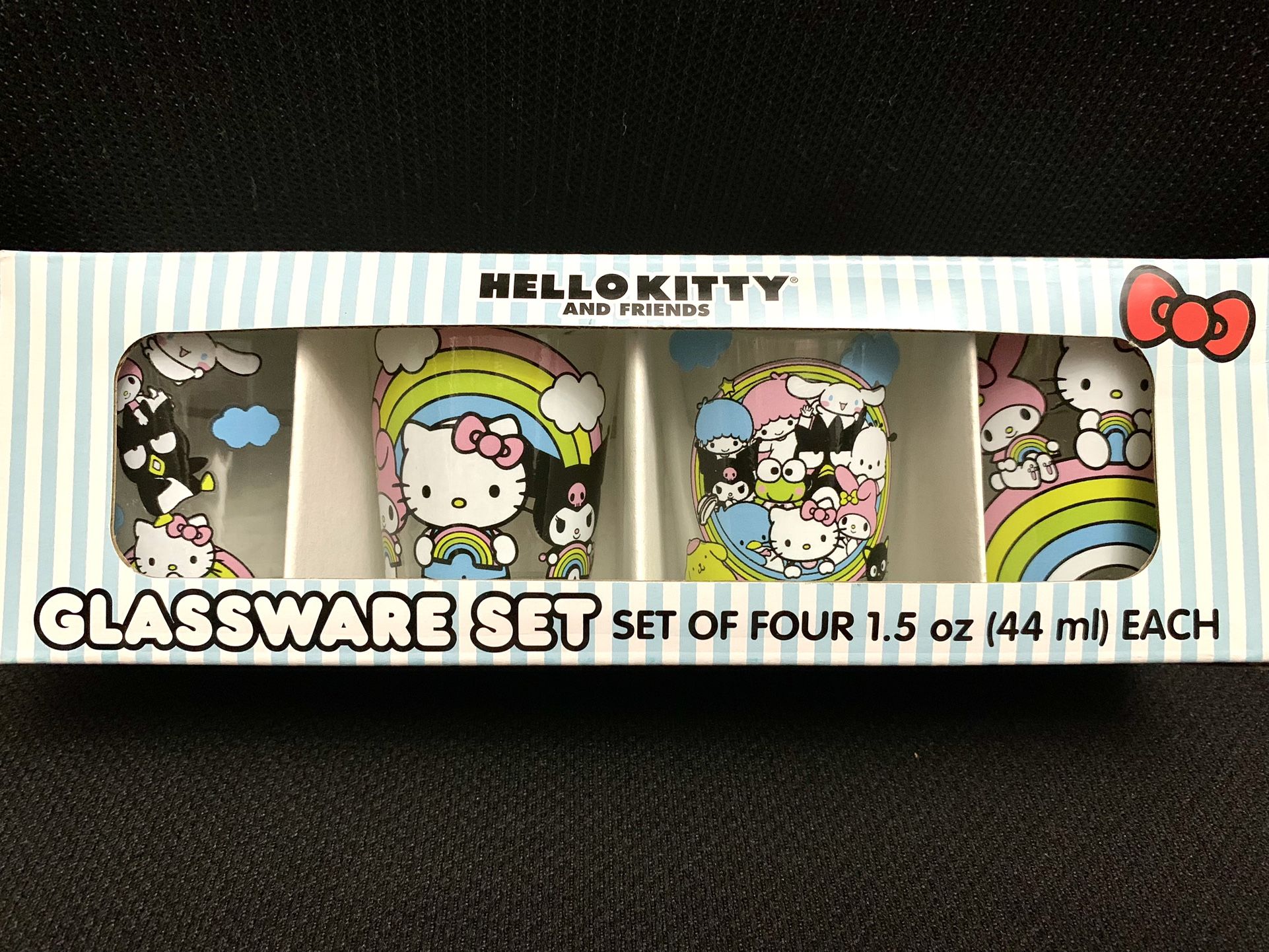New Hello Kitty and Friends Glassware Set Of Four, Shot Glass 1.5oz