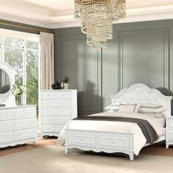 Brand New White 4pc Twin Bedroom Set (Available In Full Size)