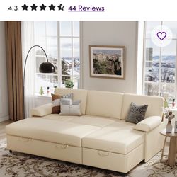 White / Beige Sofa Bed (new but arrived with minor stains)