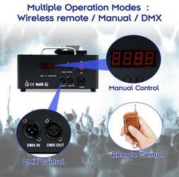 1500W Smoke Fog Machine RGB 24LED Light DMX DJ Party Vertical Spray Fog  w/Remote