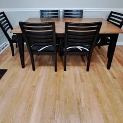 Wood Dining Table 6 Chairs Extendable