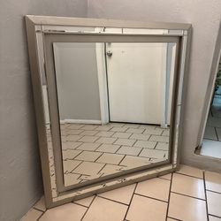 Large Silver Wall / Vanity Mirror – Ashley Furniture Lonnix (38” x 36”)