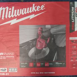 Milwaukee M12 12-Volt Lithium-Ion Cordless Drain Cleaning Airsnake Air Gun Kit with (1) 2.0Ah Battery, Toilet Attachments