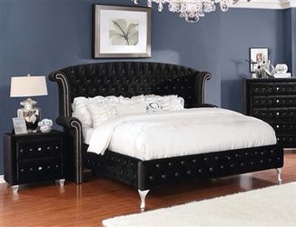 Black Tufted King Bed Frame @Elegant Furniture