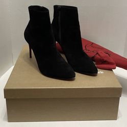 Christian Louboutin Eloise Booty Black Veau Velours Size 36.5 85mm heel