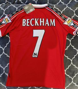 David Beckham #7 Manchester United 98/99 Umbro Red Short Sleeve Retro Jersey EPL