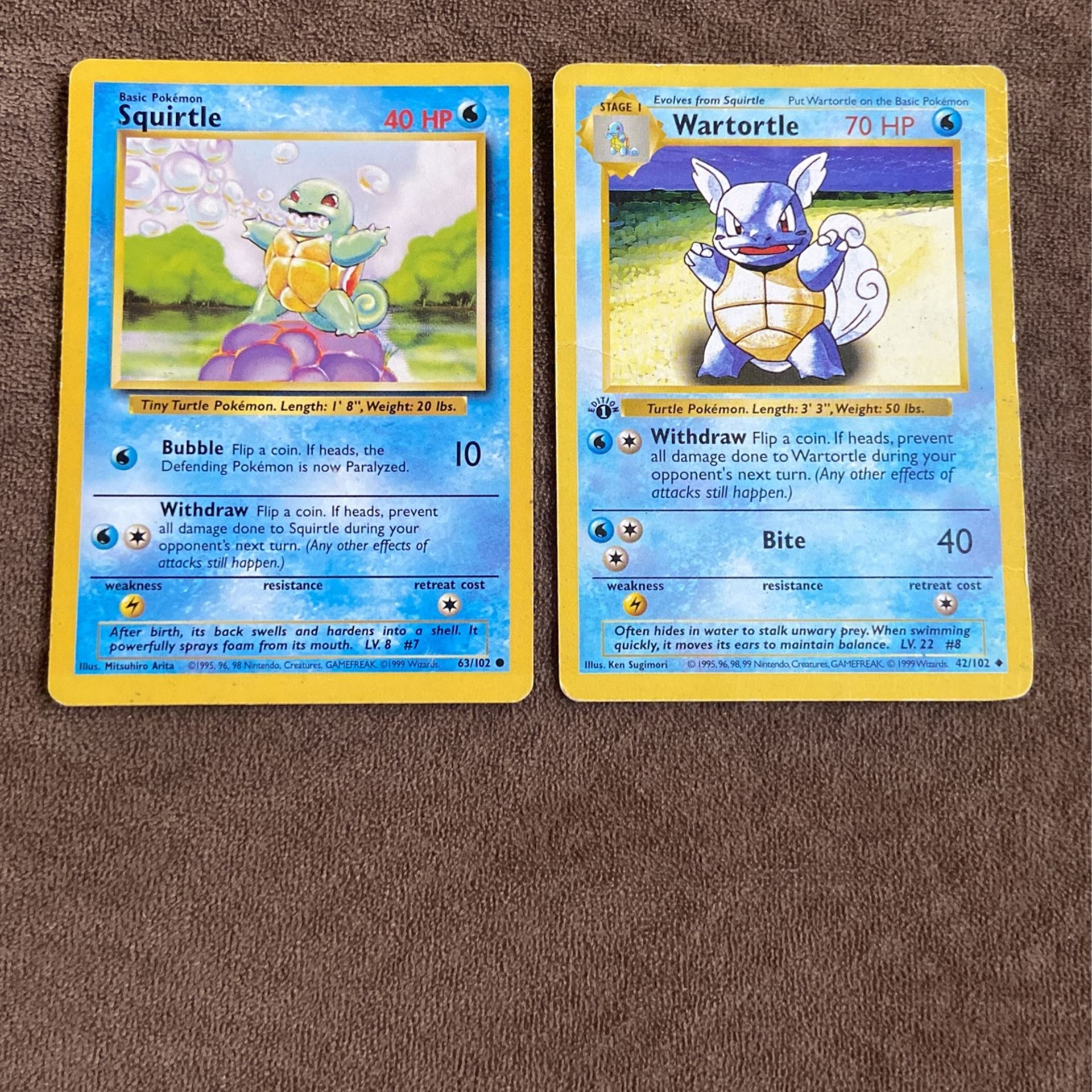 Base Set Squirtle Wartortle *Ungraded