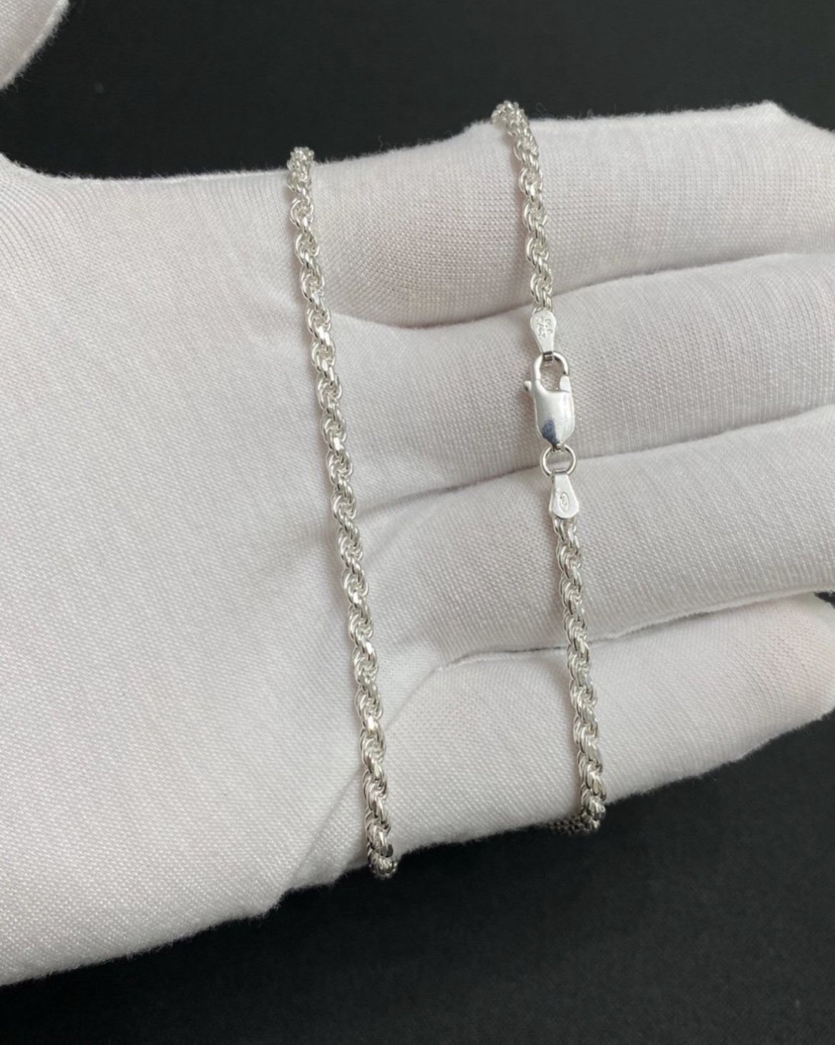 Solid Sterling Silver Rope Chain 2.5mm 22”