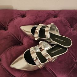 Womens Silver Flats 