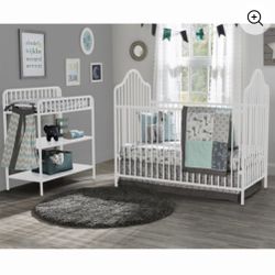 Little Seeds Rowan Valley Lanley Crib and Changing Table Set, White