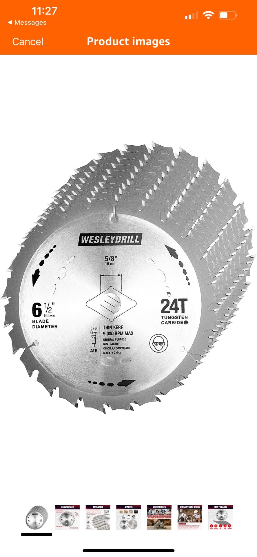10 Pack 6-1/2-Inch Circular Saw Blade, 24-Tooth with 5/8" Arbor ATB Framing Saw Blade, Made of Carbide, Fit for Cutting Wood