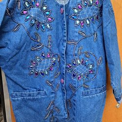Denim Coat  Very Stylish L - Xl Very Clean Never Worn