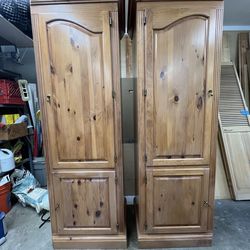 Custom Solid Teak Armoires or Modular Studio Cabinets - Set of 2