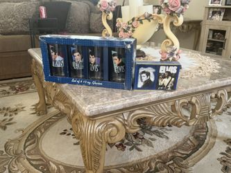 Elvis Presley Set Of 4 Glasses And 2 Deck Cards