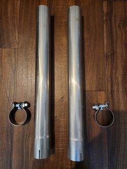 2-Pack 2.5 inch OD Straight Mandrel Exhaust Extension Pipe with Clamp, 2 Ft Length Stainless Steel 2.5" OD Mandrel Exhaust