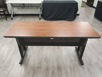 Wood Office Desk (Privacy Panel and Cable Management)