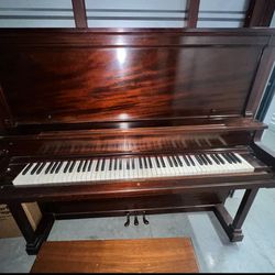 Mahogany Upright Piano and Bench