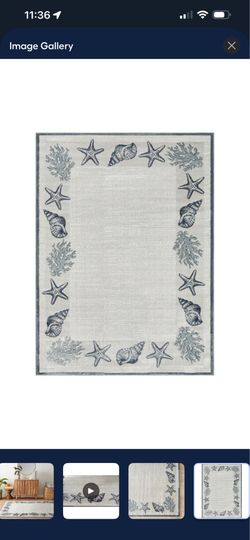 Trent 5 x 7 (ft) Loomed Polyester/Polypropylene Gray Blue Rectangular Indoor Border Coastal