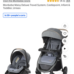 Monbebe Maisy Deluxe Travel System Infant and Toddler Stroller with Car Seat w/Manufacture Warranty