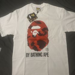 BAPE By Bathing Ape Red Camo Head Tee (White) – Size M