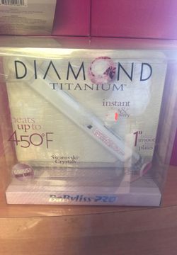 New BaByliss Diamond Titanium 1” Flat Iron Swarovski Crystals