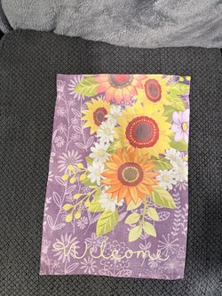 Welcome sunflower mini flag
