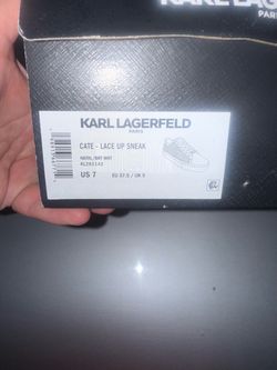 KARL LAGERFELD PARIS CATE - LACE UP SNEAK NATRL/BRT WHT KL261142 US 7 EU 37.5 / UK 5
